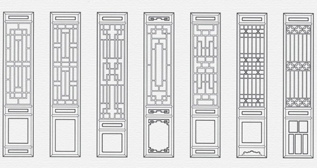 修水常用中式仿古花窗图案隔断设计图